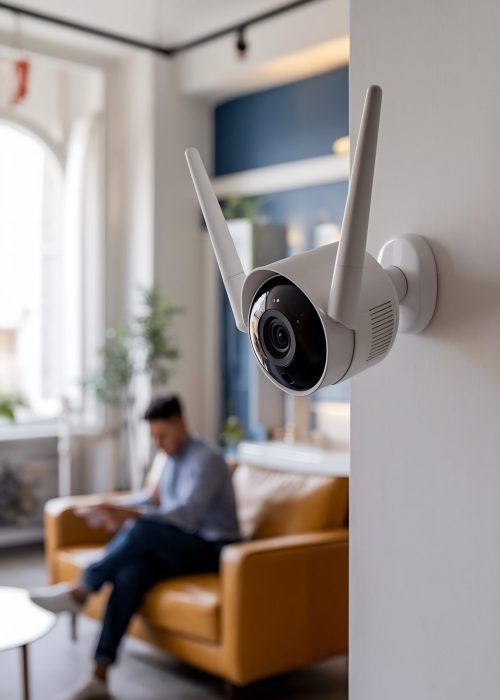 objeto-de-primer-plano-de-una-moderna-camara-de-vigilancia-wi-fi-con-dos-antenas-en-una-pared-blanca-en-un-c
